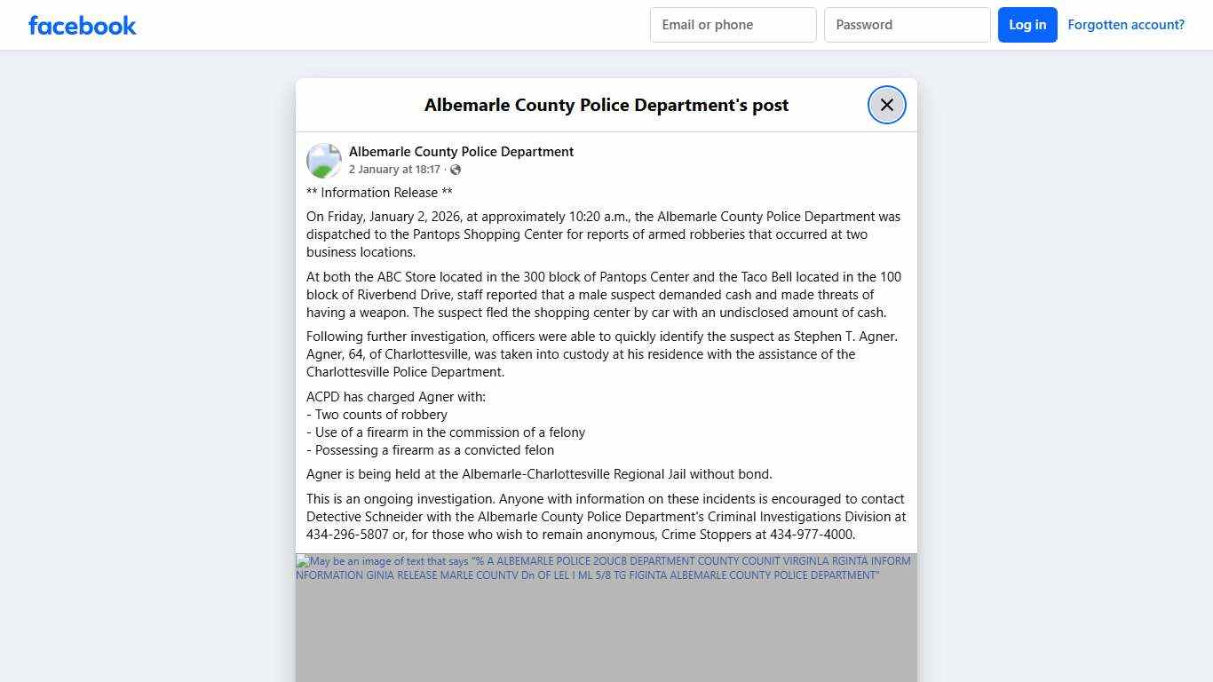 ** Information... - Albemarle County Police Department Facebook